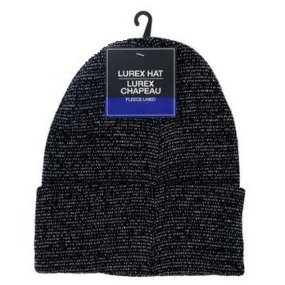 Unisex Basic Black Beanie - Silver Sparkles - Picture 3 of 4